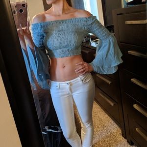 Super adorable boho crop with flare arms